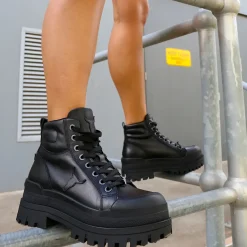 Disaster Black Leather Boot