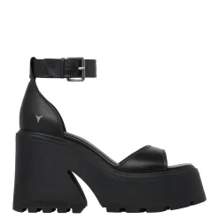Flaws Black Leather Sandal