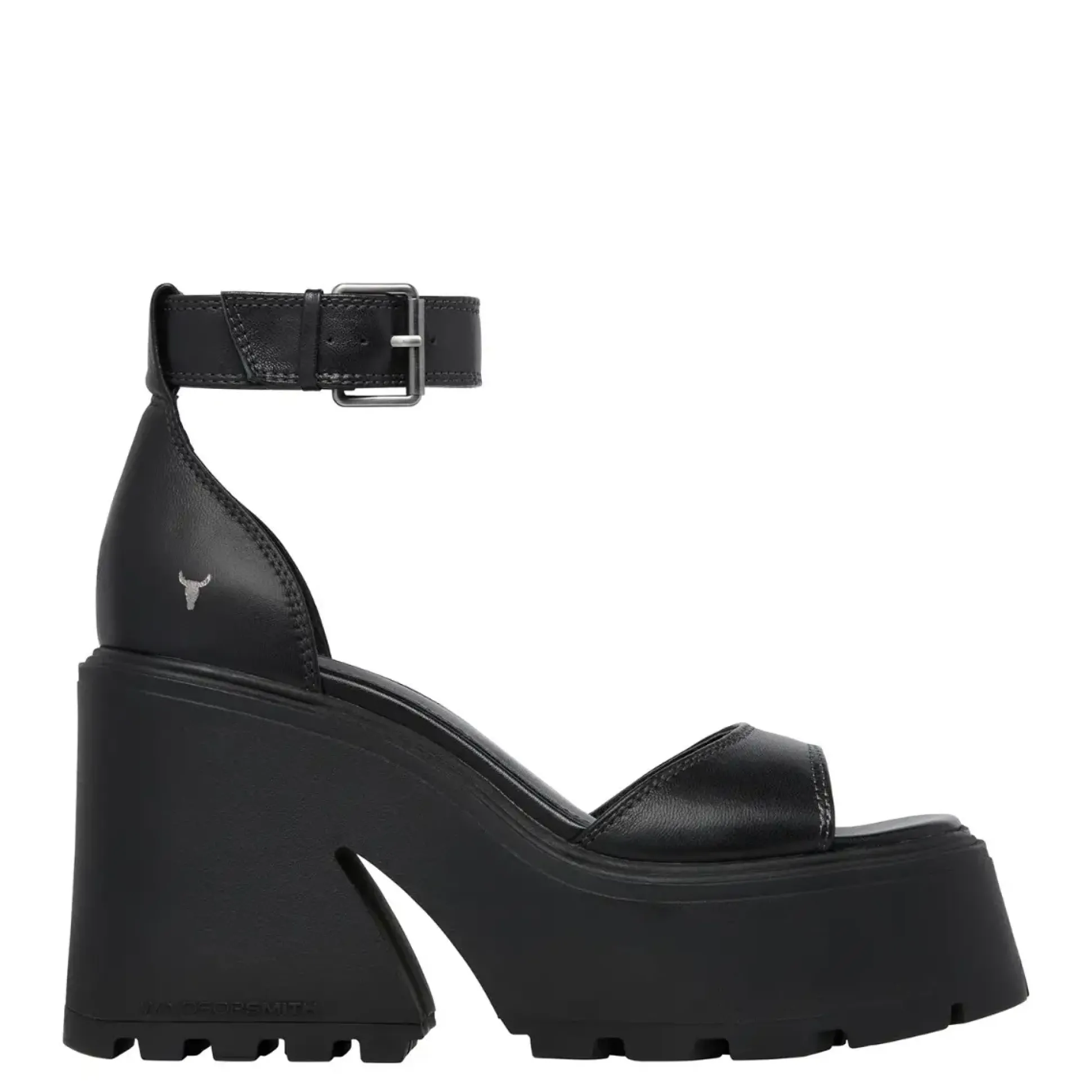 Flaws Black Leather Sandal