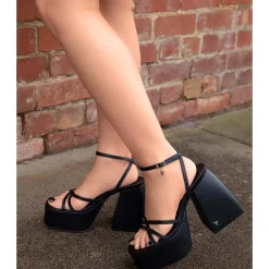 Heaven Black Leather Heel