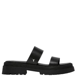 Laser Black Leather Sandal