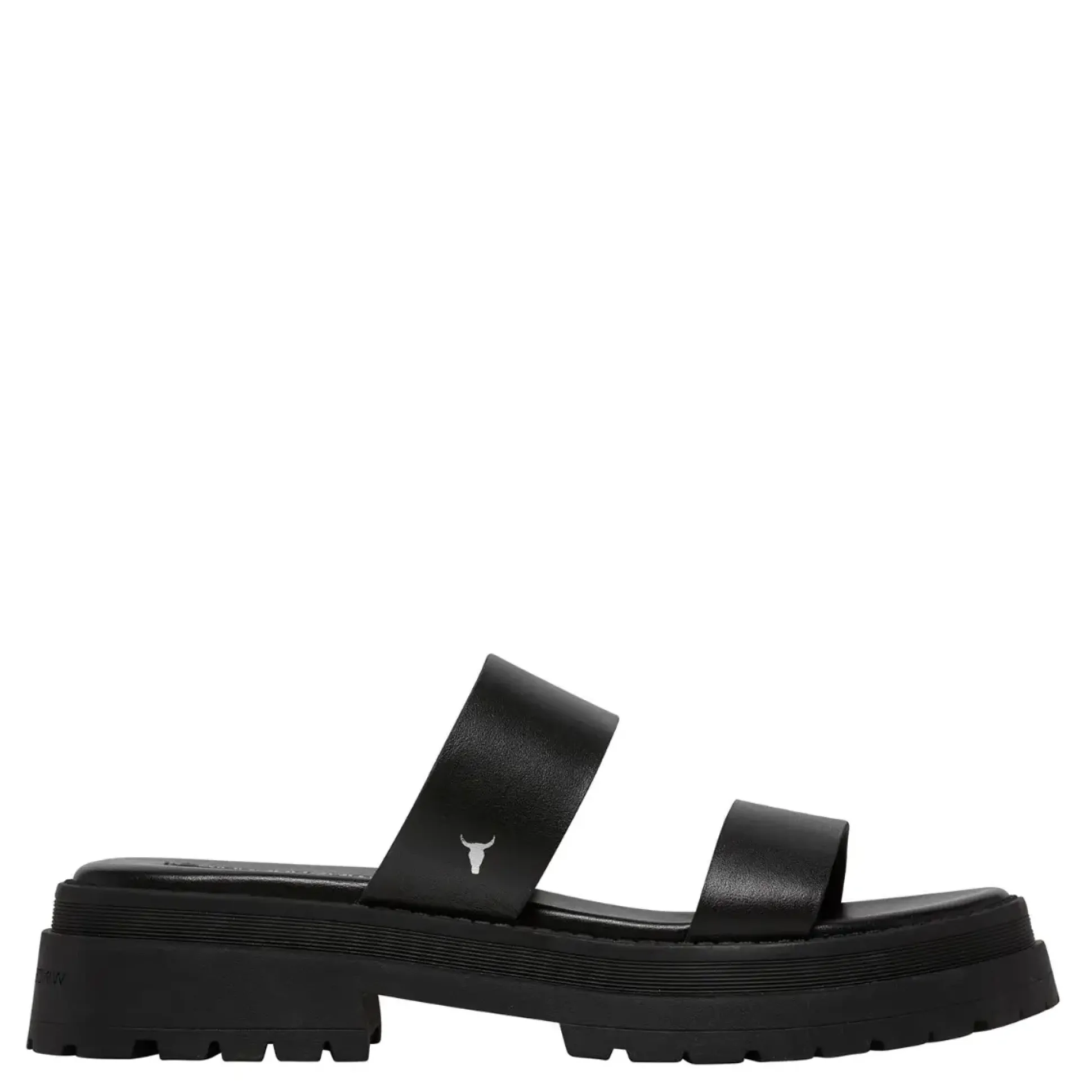 Laser Black Leather Sandal