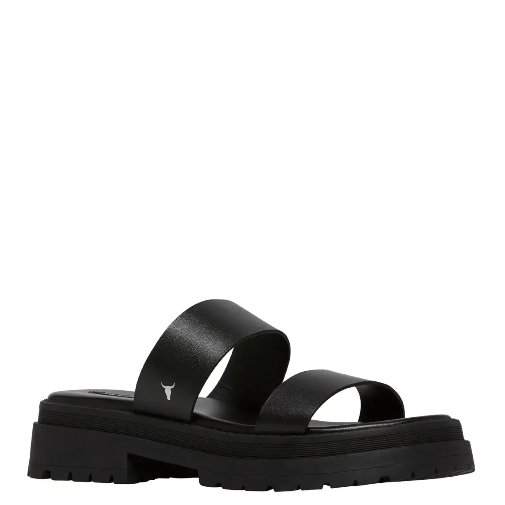 Laser Black Leather Sandal