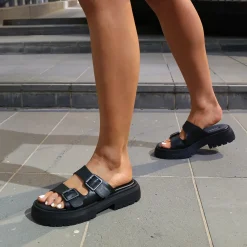 Lullaby Black Leather Sandal