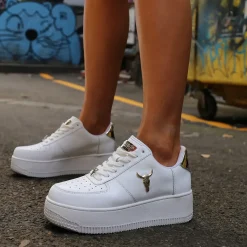 Rich White Leather Gold Metallic Sneaker
