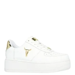Rich White Leather Gold Metallic Sneaker