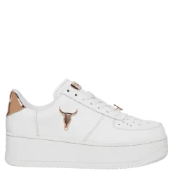 Rich White Leather Rose Gold Metallic Sneaker