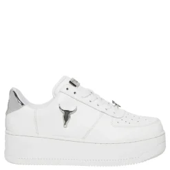 Rich White Leather Silver Metallic Sneaker