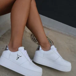 Rich White Leather Silver Metallic Sneaker