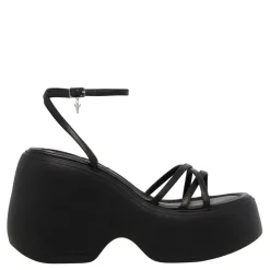 Soulmate Black Platform Leather Sandal