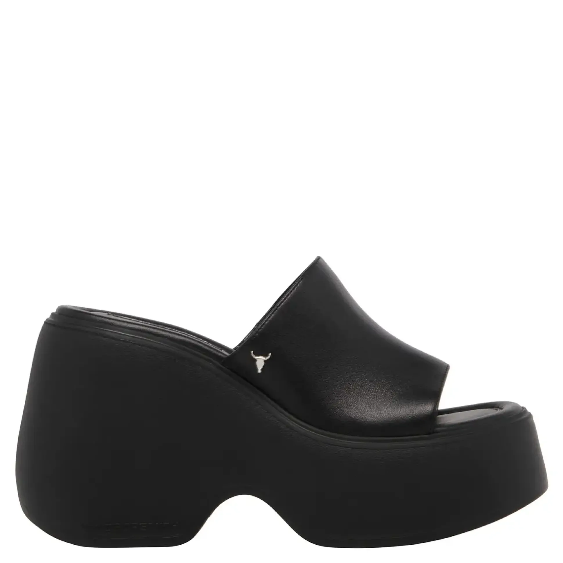 Sweetie Black Leather Platform Sandals