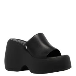 Sweetie Black Leather Platform Sandals