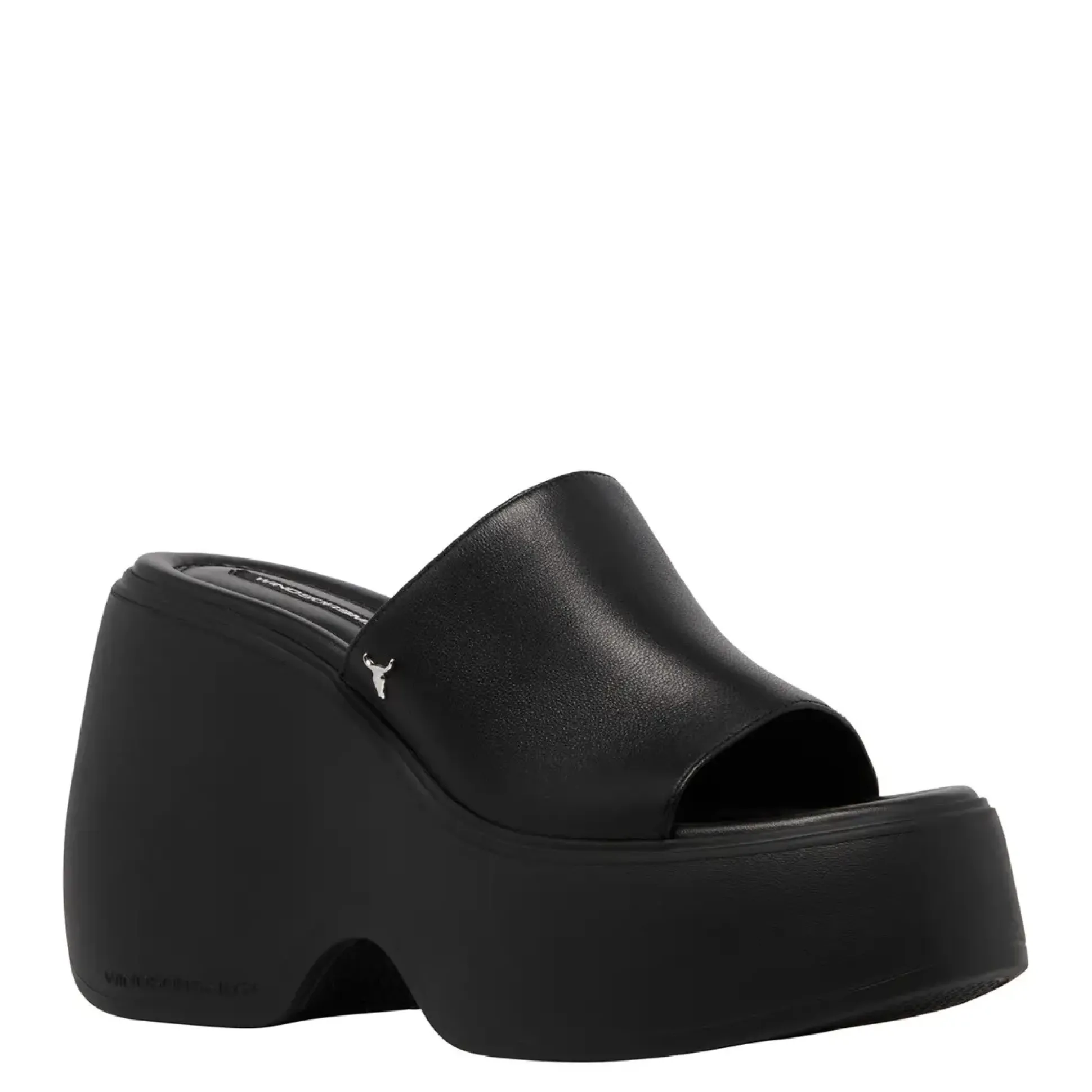 Sweetie Black Leather Platform Sandals