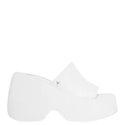 Sweetie White Leather Platform Sandals