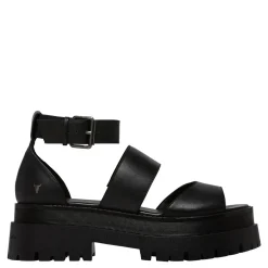 Thrilled Black Leather Sandal