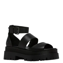 Thrilled Black Leather Sandal