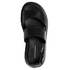 Thrilled Black Leather Sandal
