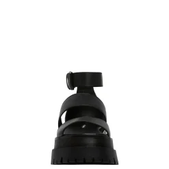 Thrilled Black Leather Sandal