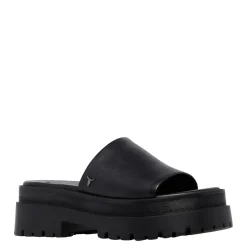Track Black Leather Sandal