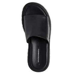 Track Black Leather Sandal